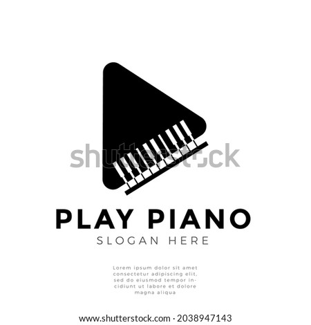 Play piano logo concept design vector