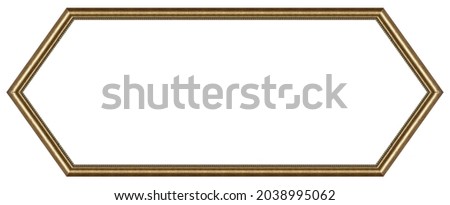 Golden gothic frame for paintings, mirrors or photo isolated on white background. Design element with clipping path
