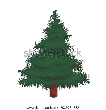 A real herringbone. spruce. Sketch for greeting card, holiday poster or holiday invitations. Attributes of Christmas and New Year. Vector close-up illustration realistic style.