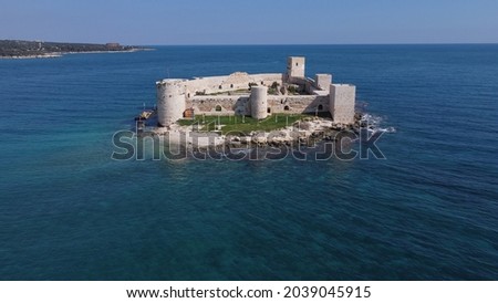 A magnificent castle near the seaside, a historical castle was built in the sea