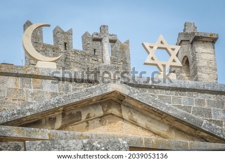 Temple of many religion - Christian, Jewish and Islamic - in San Marino Town Royalty-Free Stock Photo #2039053136