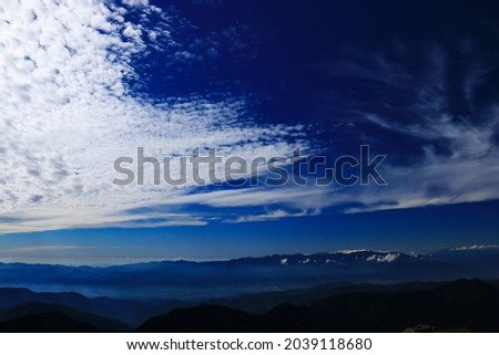 superb view of central alps from the summit of Mt.Shiomi in the Southern Alps,ina city,nagano prefecture,japan. Royalty-Free Stock Photo #2039118680