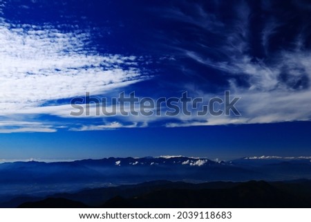 superb view of central alps from the summit of Mt.Shiomi in the Southern Alps,ina city,nagano prefecture,japan. Royalty-Free Stock Photo #2039118683