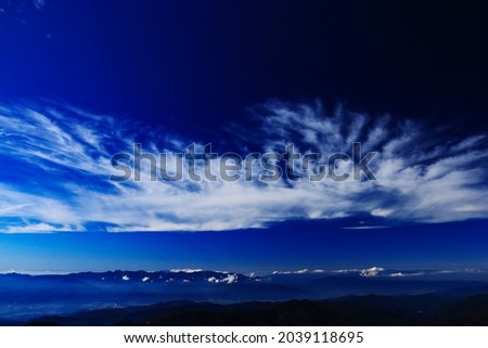superb view of central alps from the summit of Mt.Shiomi in the Southern Alps,ina city,nagano prefecture,japan. Royalty-Free Stock Photo #2039118695
