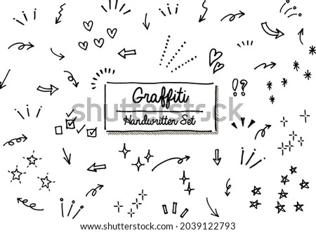 Hand-drawn doodle set with arrows and hearts
