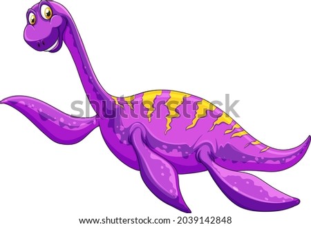 A pliosaurus dinosaur cartoon character illustration Royalty-Free Stock Photo #2039142848