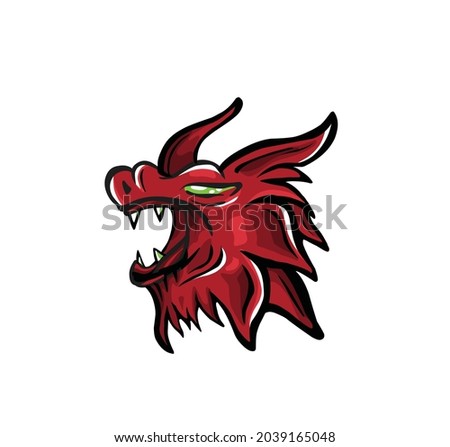 dragon head mascot logo with hand drawing style for badge, emblem and t shirt printing.dragon head illustration with acid eye