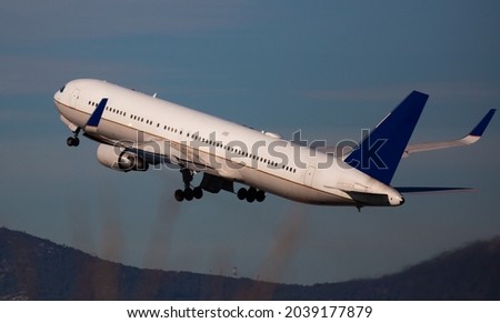 Take off passenger plane in the sky. High quality photo