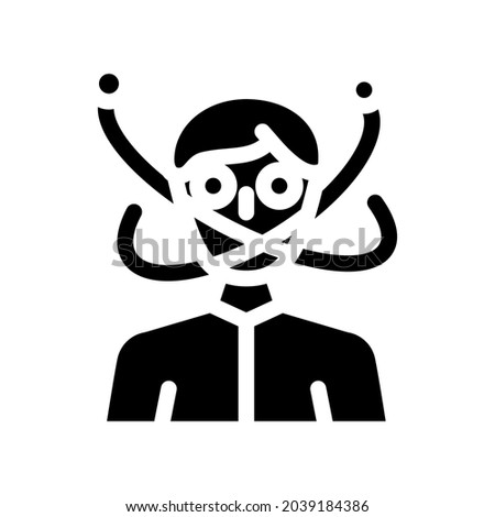 madness guy glyph icon vector. madness guy sign. isolated contour symbol black illustration