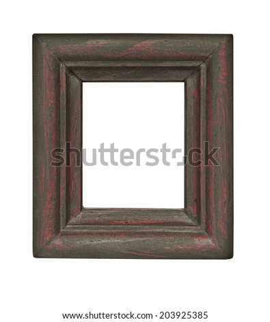 vintage wooden rectangle heavy frame isolated over white background, clipping path