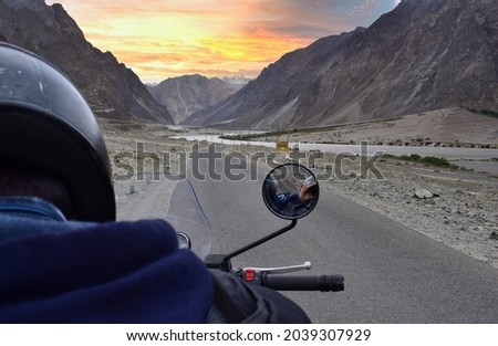 Breathtakingly beautiful landscapes of Ladakh captured by pillion ride on a bike trip Royalty-Free Stock Photo #2039307929