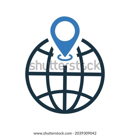Globe, map, location icon. Simple flat design Concept.