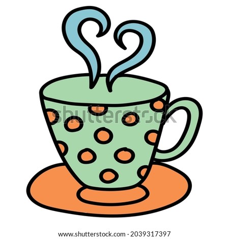 Doodle sticker with a cup of hot drink