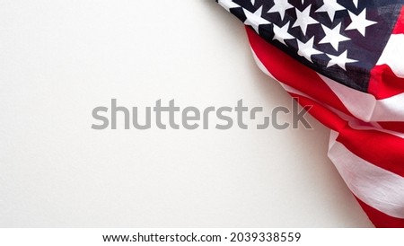 American flag isolated on white background. Banner mockup for President's Day, Cloumbus Day, US Independence Day, Memorial Day. Royalty-Free Stock Photo #2039338559