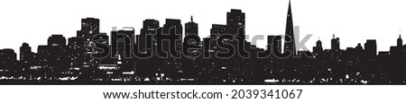 San Francisco City skyline silhouette isolated on white background. Black cityscape Royalty-Free Stock Photo #2039341067