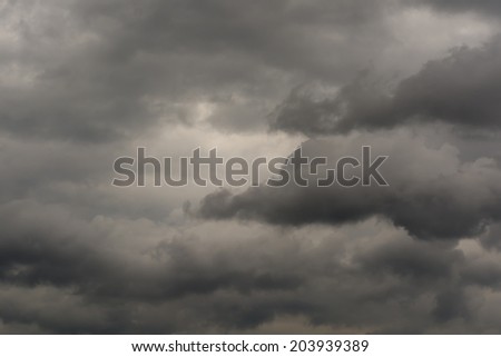 Dark gray clouds in dramatic stormy sky