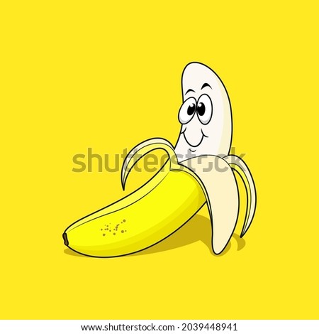 Peeled banana cartoon mascot smile cartoon