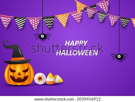 Happy halloween background with flags. Vector illustration