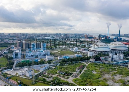 Aerial photography of power plant in Guangzhou Industrial Zone