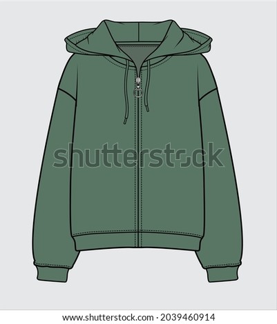 DROP SHOULDER HOODED SWEAT TOP DESIGNED FOR WOMEN AND TEEN GIRLS IN VECTOR FILE Royalty-Free Stock Photo #2039460914
