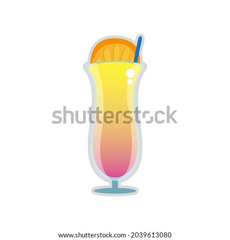 Isolated tropical cocktail with a slice of orange Vector