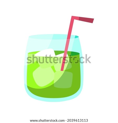 Isolated cocktail icon with a straw and ice Vector