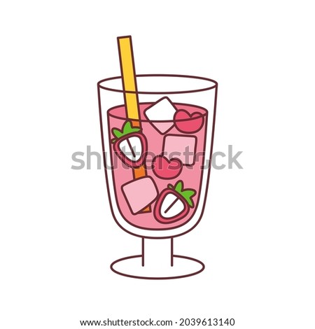 Isolated tropical cocktail icon with strawberries Vector