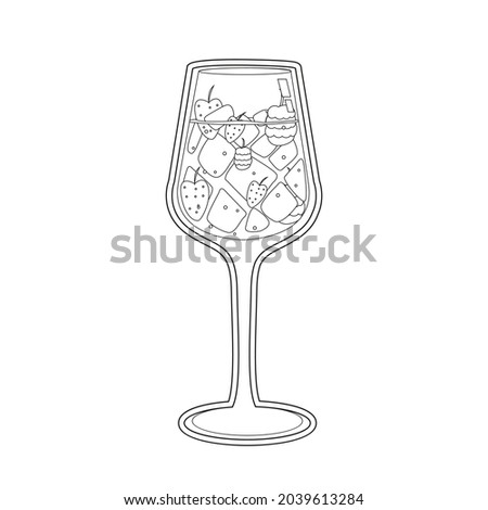 Isolated tropical cocktail with ice and strawberries Vector