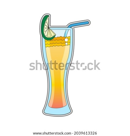 Isolated tropical cocktail with a slice of a lemon Vector