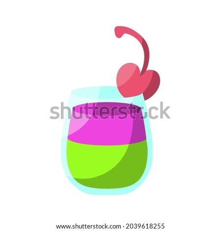 Isolated tropical cocktail icon with a cherry Vector