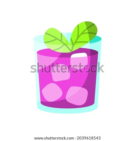 Isolated tropical cocktail icon with mint and ice Vector