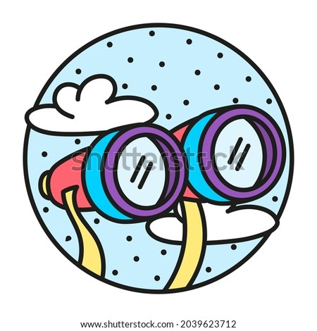 Isolated binoculars on a camping sticker Vector
