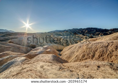 Sunshine at Zabriskie point in Death Valley National Park