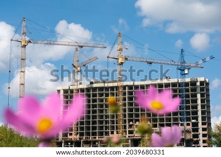 Construction of a multi-storey building, a tower crane