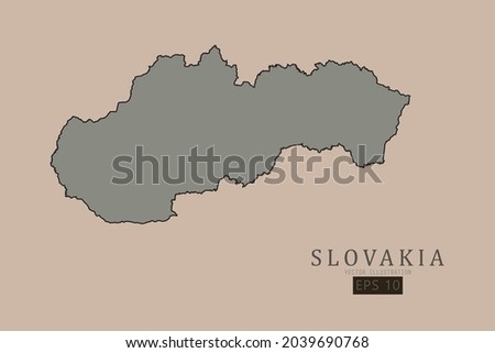 Slovakia Map - World Map International vector template with old classic style and gray color on map isolated on brown background - Vector illustration eps 10
