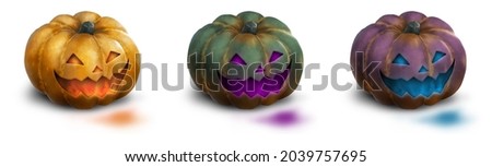 Illustration of an eerily glowing pumpkin head