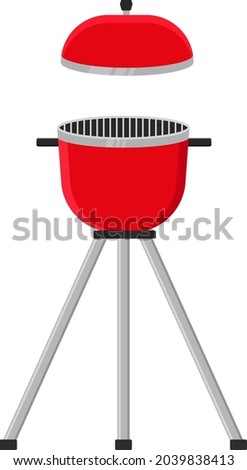 Red Outdoors grill, illustration, vector on white background.