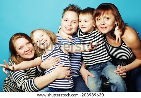 two moms and three kids, happy family