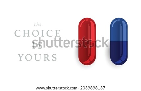 Vector 3d Realistic Red and Blue Medical Pill Icon Set. The choice is yours. Design template of Pills, Capsules for graphics, Mockup. Medical and Healthcare Concept. Top View Royalty-Free Stock Photo #2039898137