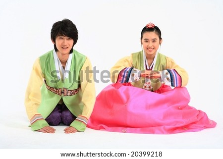 Teenagers in Traditional Korean Dress