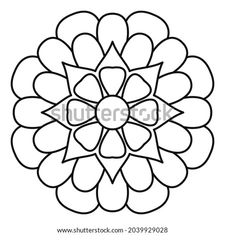 Mandala Vector Design. The Oriental decorative round ornament can be used for meditation background, stress therapy, and a coloring page.