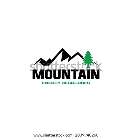 Abstract mountain with tree logo design.