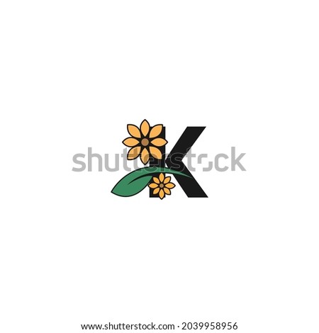 Letter K With Flower icon logo design vector template