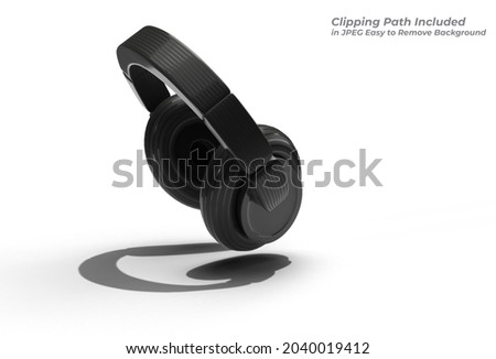 3D Rendering Black Headphones Pen Tool Created Clipping Path Included in JPEG Easy to Composite.
