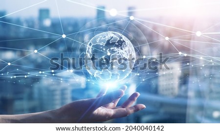 Global communication network concept. Digital transformation. Royalty-Free Stock Photo #2040040142