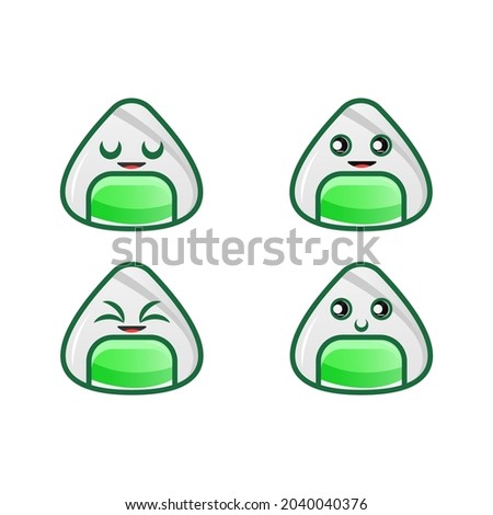 set of onigiri cute design. vector illustration
