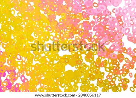 Light Pink, Yellow vector texture with disks. Glitter abstract illustration with blurred drops of rain. Design for business adverts.