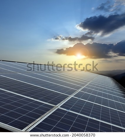 Photovoltaic panels installated on a Rooftop, alternative electricity source - Concept Image of Sustainable Resources.