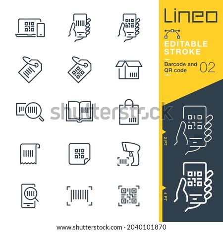 Lineo Editable Stroke - Barcode and QR code line icons