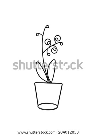 black decorative stylized silhouette of flower pot